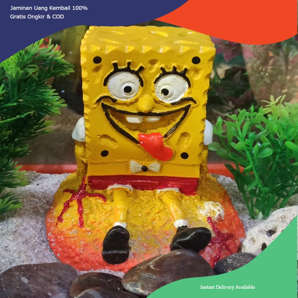 hiasan aquarium spongebob, dekorasi aquarium spongebob, ornament aquarium spongebob, hiasan spongebo