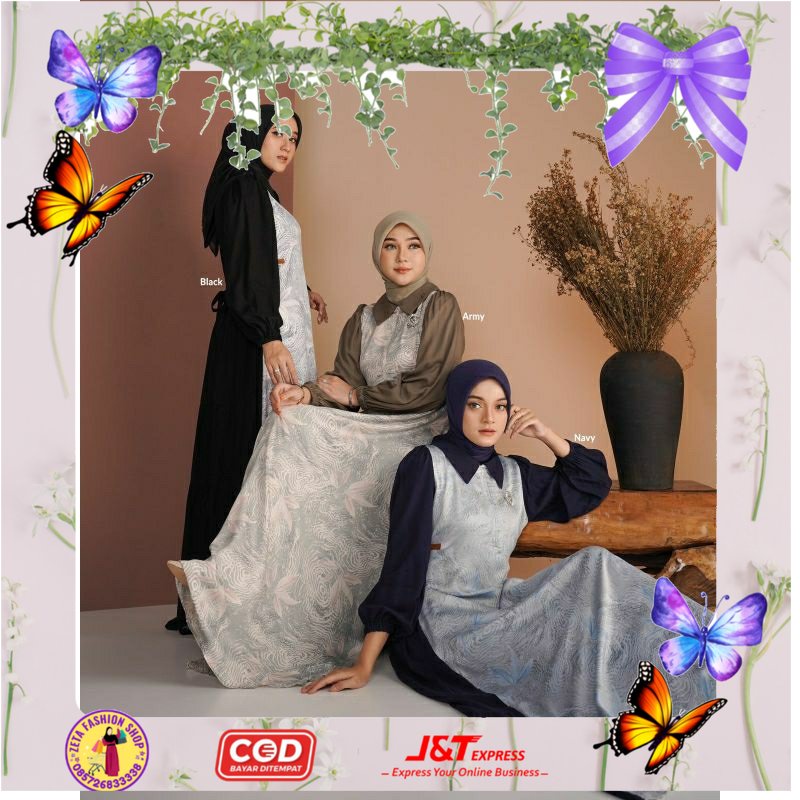 BAYAR COD SPECIAL PRICE SIENNA DRESS GAMIS RAYON SILK KOMBINASI MOTIF BY NADHEERA LUXURY ORI | ZETAH