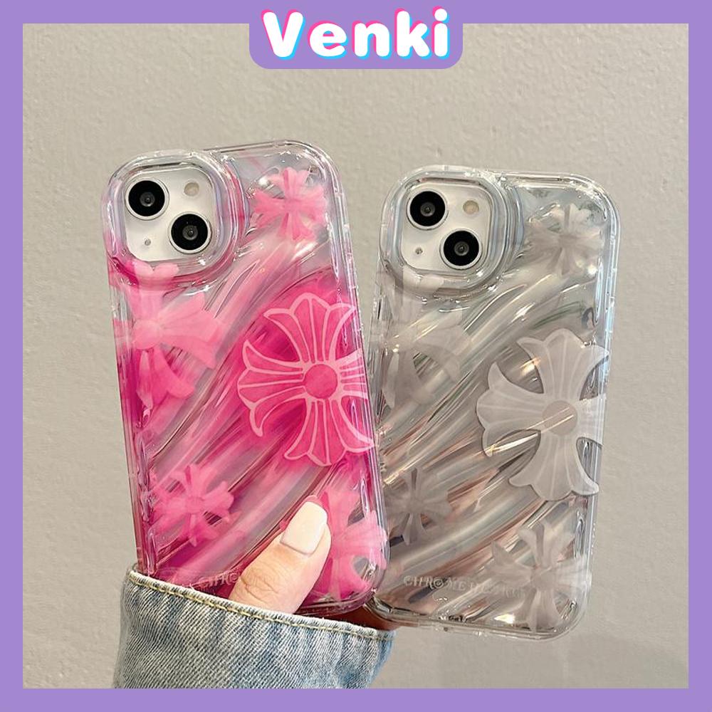 VENKI - Untuk iPhone 11 iPhone Case Laser Reflektif Bening Phone Case TPU Soft Shockproof Airbag Case Simple Cross Kompatibel dengan iPhone 14 13 Pro max 12 Pro Max XR XR 7Plus 8Plus