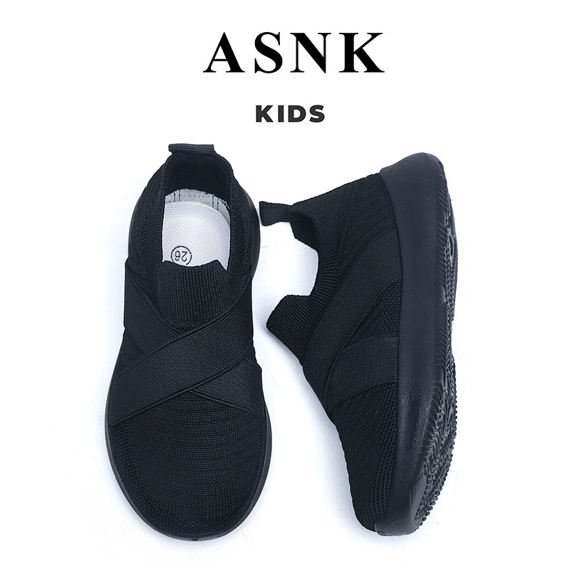 [GROSIR][COD] SEVEN_DAY SEPATU RAJUT SLIP ON ANAK-ANAK UNTUK USIA 3-15 TAHUN / BOY &amp; GIRL WM2321 HITAM