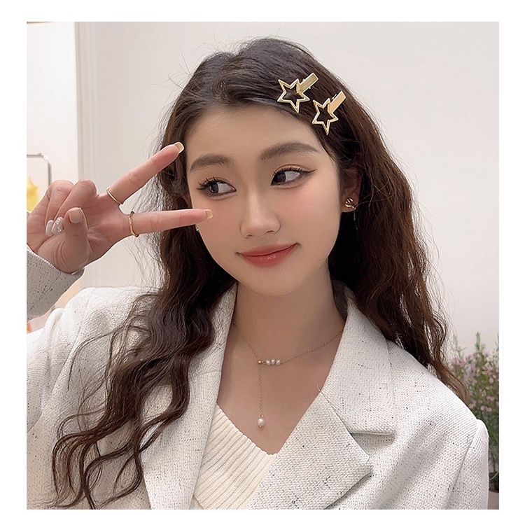 Super Populer Seri Bintang Logam Duckbill Sisi Klip Poni Jepit Rambut Influencer Aksesoris Rambut