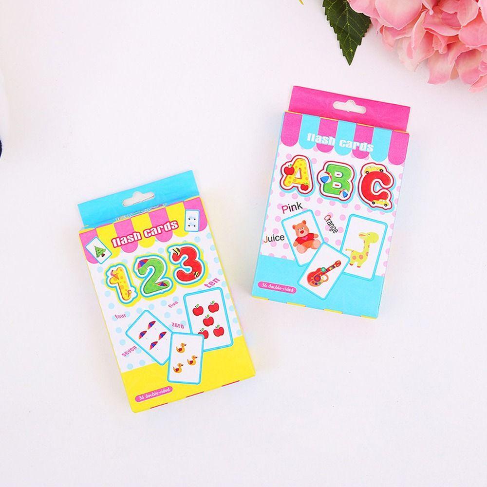 NEEDWAY Needway Huruf Angka Flash Card Mainan Belajar Bahasa Inggris Lucu Transportasi Dua Sisi Makanan Tanaman Buah Kata Pocket Card Kartu Belajar Bayi
