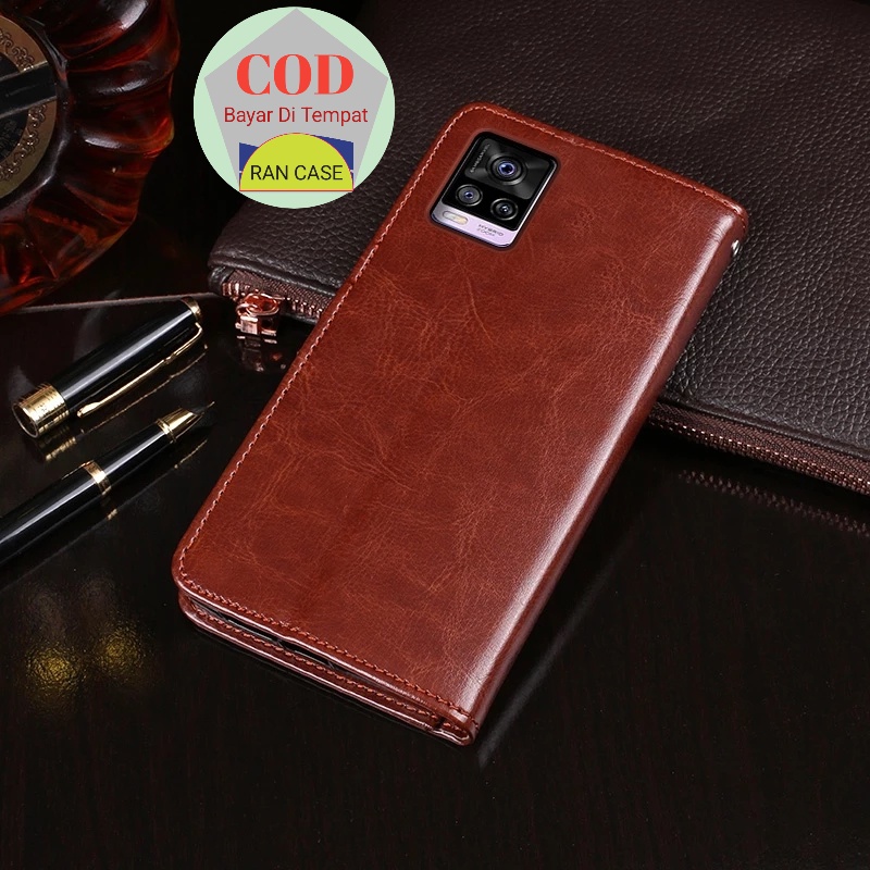 CASE VIVO V20Pro V2021 LEATHER CASE SARUNG HP DOMPET KULIT FLIP COVER KESING HEADPHONE
