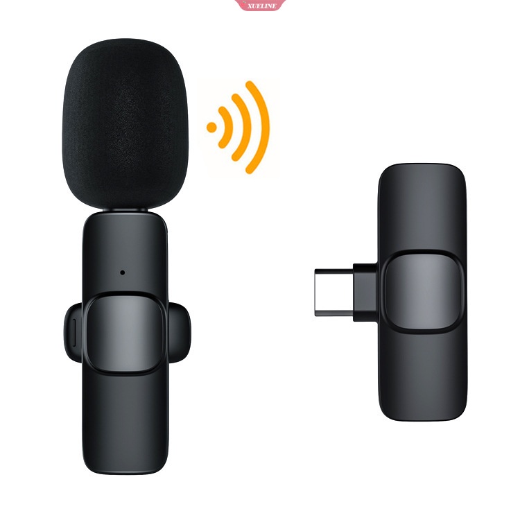 Wireless Lavalier Microphone Portable Audio Video Rekaman Mic Mini Untuk Tipe-C Siaran Langsung Gaming Phone Mic [ZXL]