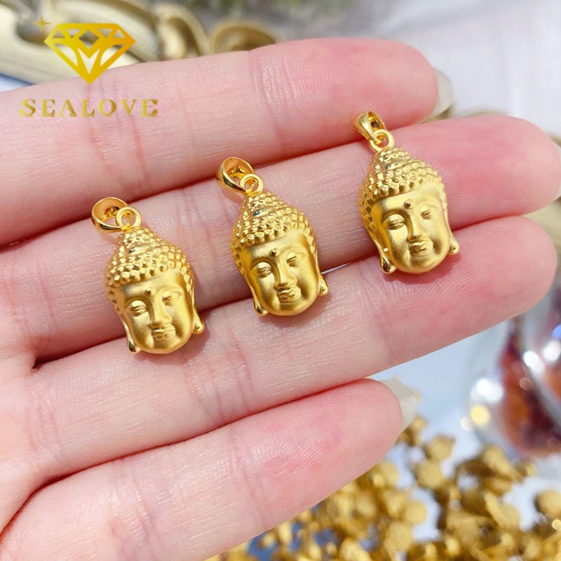 Kalung Titanium Wanita Anti Karat Asli Buddha Keberuntungan Emas 18K Anti Luntur Aksesoris Perhiasan