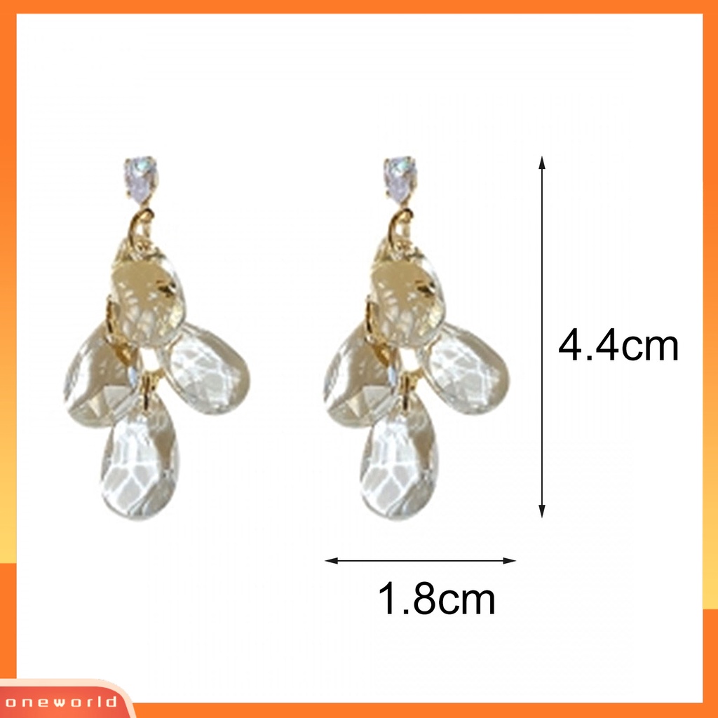 [WOD] 1pasang Wanita Anting Menjuntai Berbentuk Tetesan Air Perhiasan Kristal Imitasi Geometris Transparan Liontin Stud Earrings Untuk Pernikahan