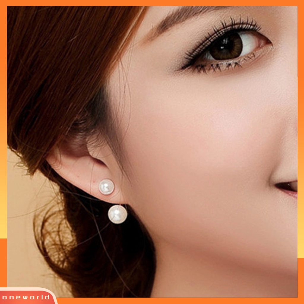 [WOD] 1pasang Ear Studs Dual Purpose Elegan Temperamen All-match Tepi Halus Hias Bentuk C Fashion Mutiara Imitasi Stud Earrings Wanita Perhiasan Untuk Pacaran