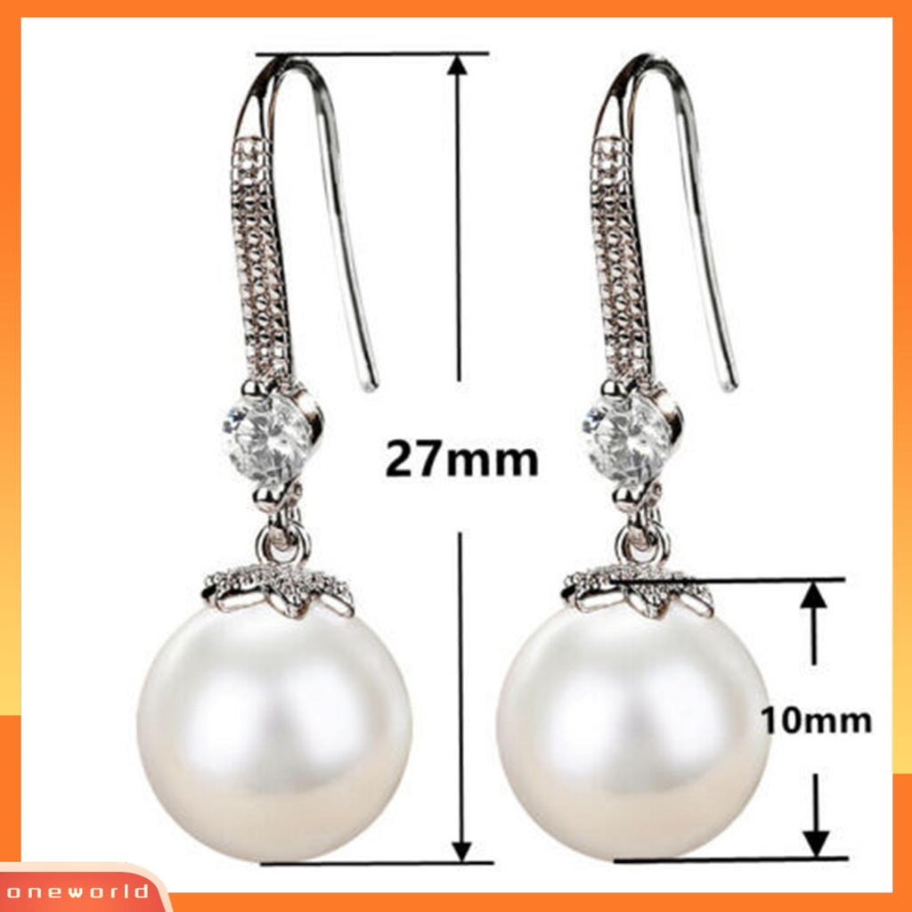 [WOD] 1pasang Wanita Anting Kait Mutiara Imitasi Aksesori Mengkilap Pengerjaan Yang Baik Drop Earrings Untuk Perjamuan