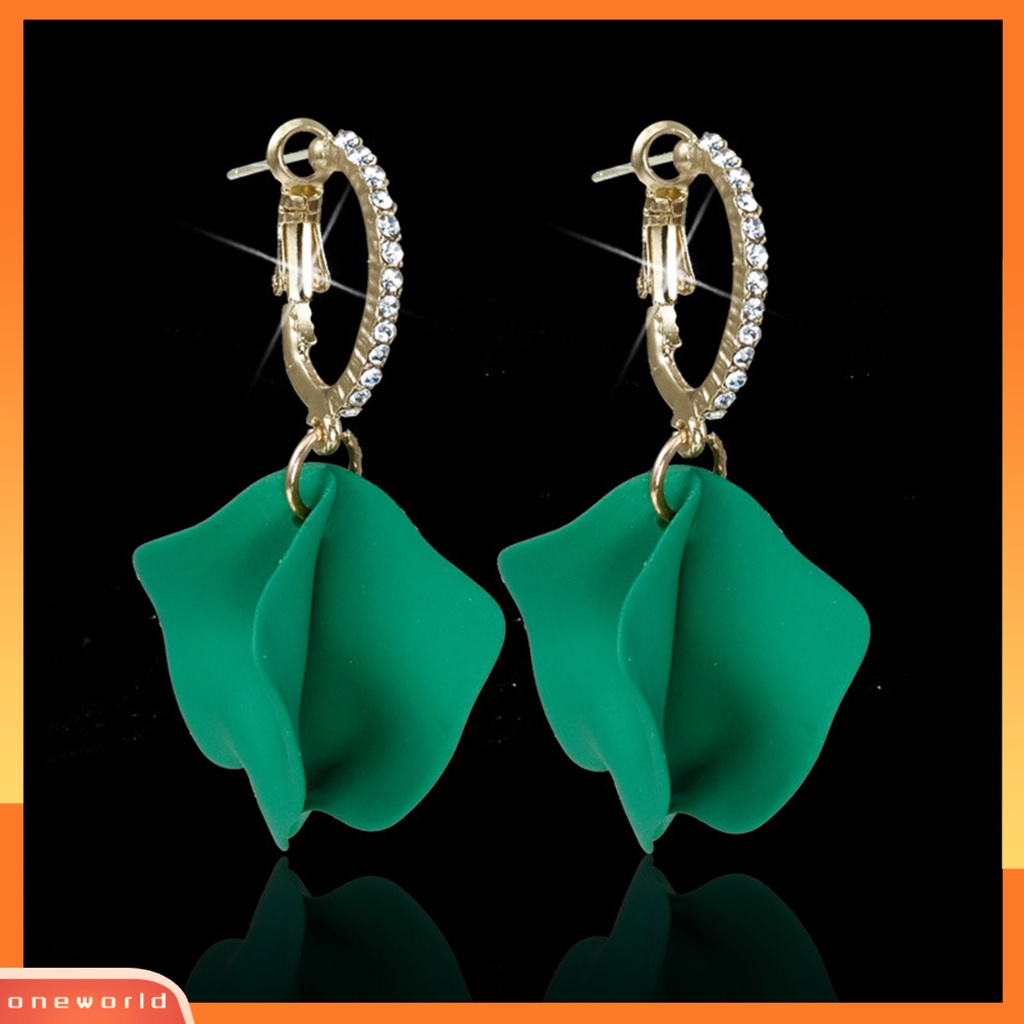 [WOD] 1pasang Anting Liontin Hias Anting Hoop Kelopak Bunga Mawar Artistik Untuk Hadiah