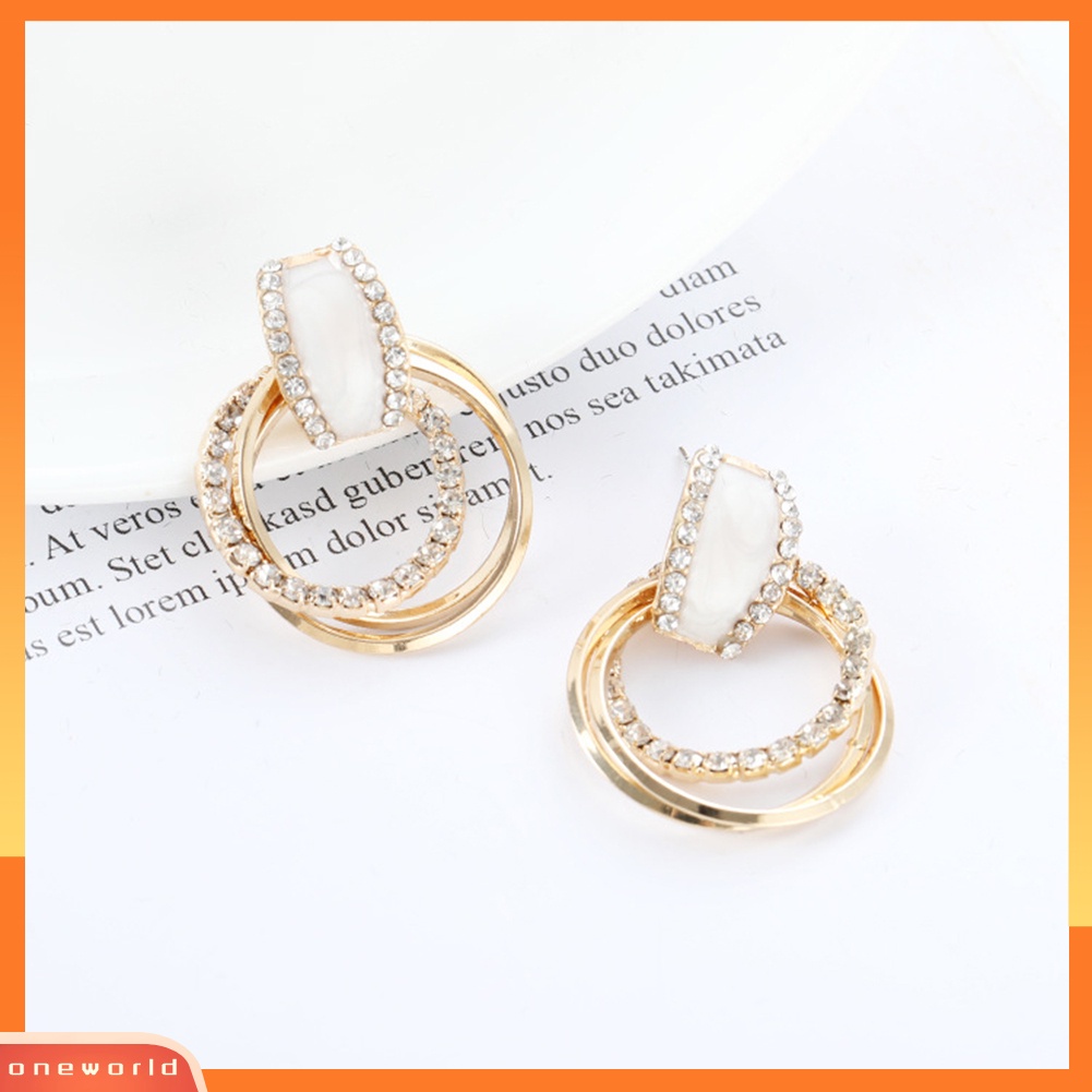 [WOD] Glitter Multilayer Lingkaran Berlian Imitasi Hias Menjuntai Stud Anting Wanita Perhiasan