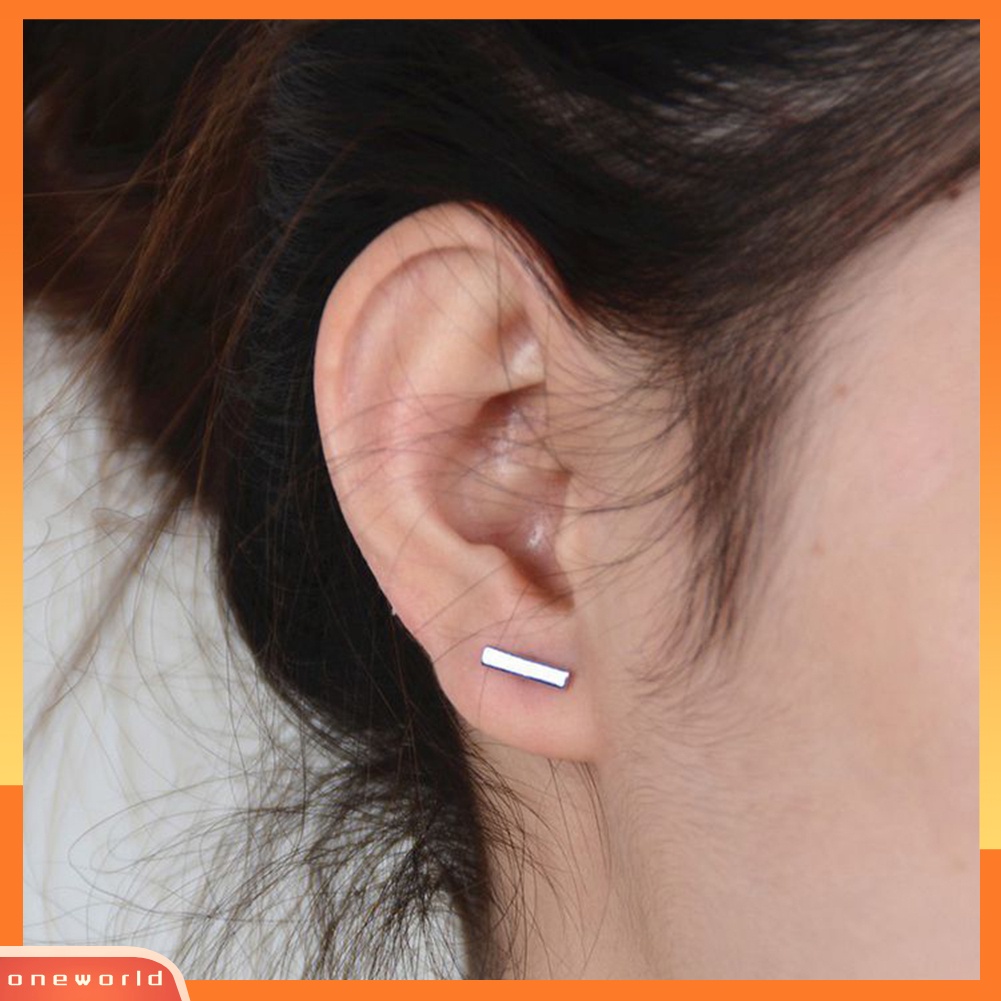 [WOD] Wanita Pria Fashion T Bar Alloy Ear Stud Earrings Pesta Perhiasan Hadiah Ulang Tahun