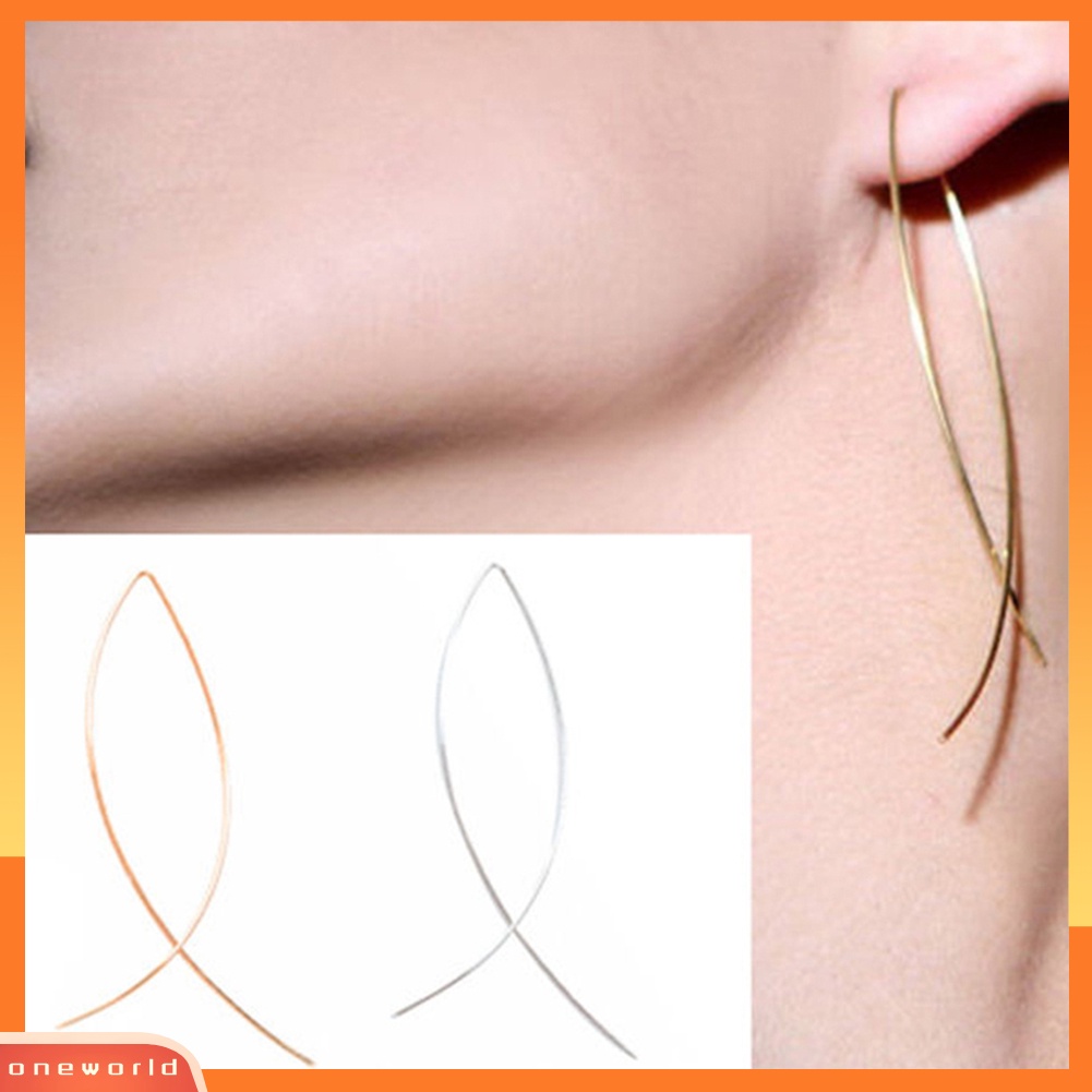 [WOD] Wanita Elegan Bentuk Ikan Panjang Drop Menjuntai Anting Handmade Fashion Jewelry