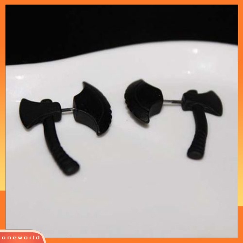 [WOD] Hatchet Stereoskopik Punk Pria Wanita Impalement Ear Stud Earring Jewelry