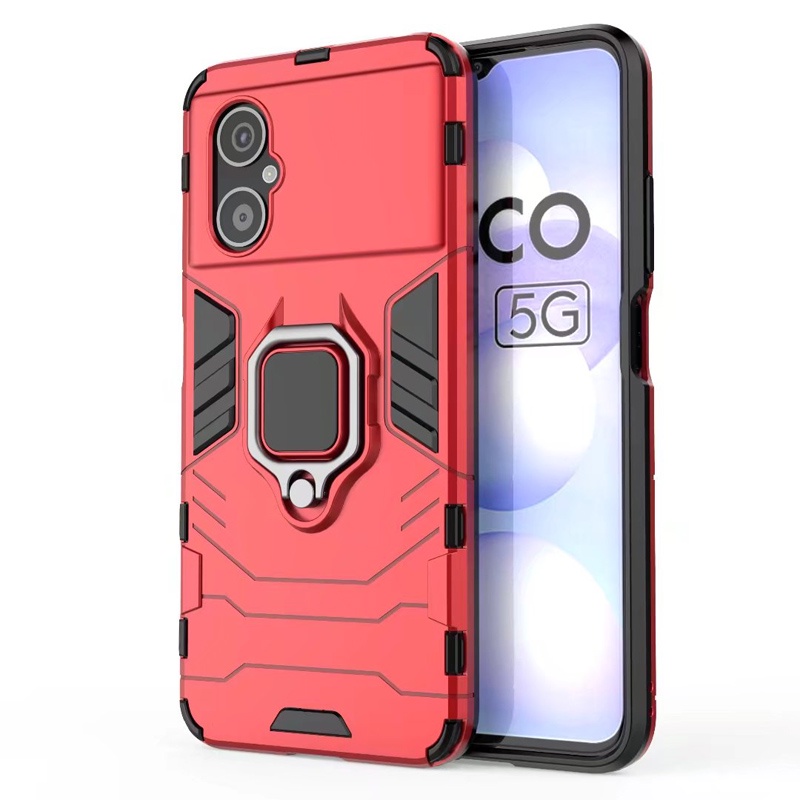 Shockproof Armor Case Untuk Xiaomi Poco M4 5G Cases Stand Holder Magnetic Phone Back Cover Untuk Pocophone Poco M4 5G Fundas