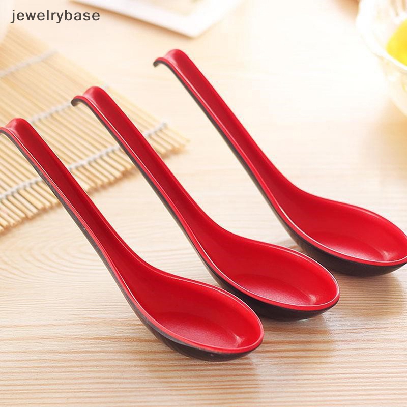 [jewelrybase] 3pcs Atau 5pcs /set Sendok Sup Plastik Merah Dan Hitam Peralatan Dapur Alat Sendok Butik