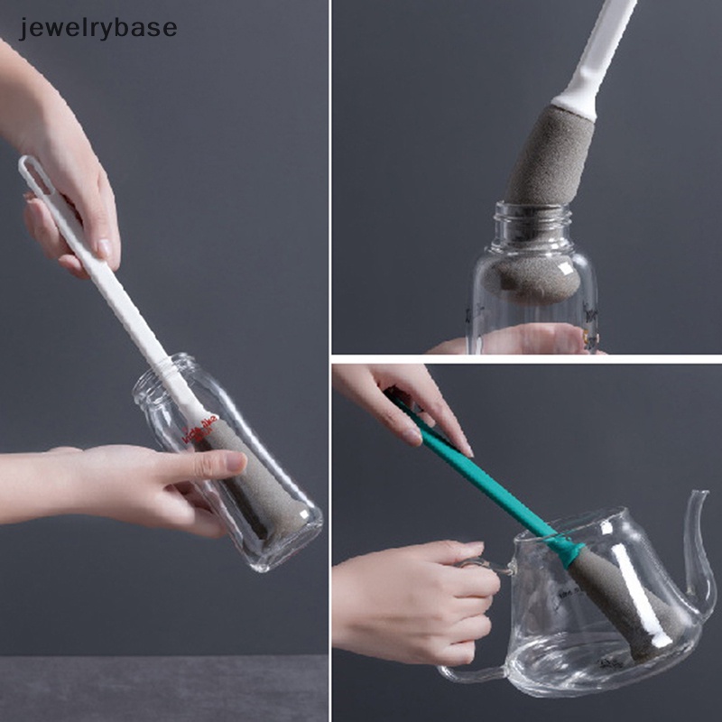 [jewelrybase] 1pcs Sikat Gelas Spons Gagang Panjang Pembersih Gelas Kendi Botol Dapur Cleaner Butik
