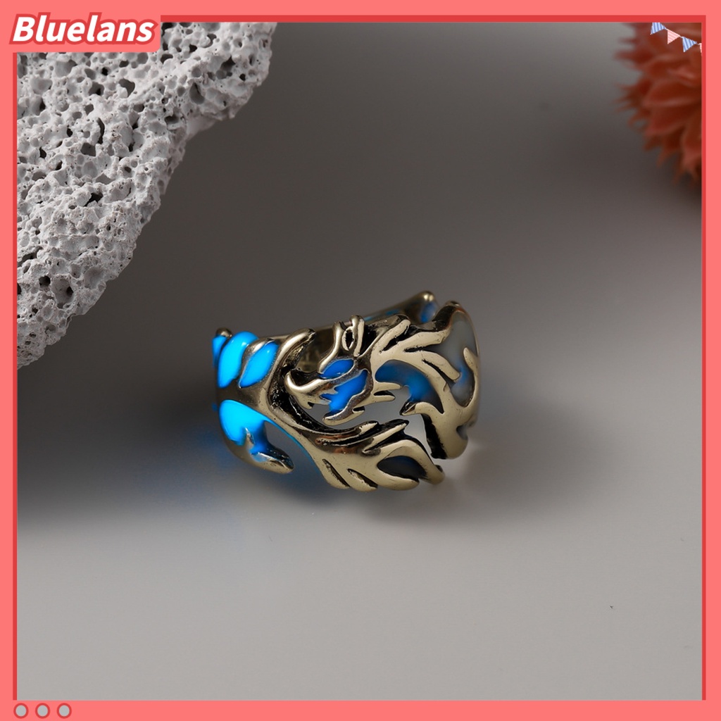 [BLS] Cincin Jari Glow in The Dark Adjustable Electroplating Ukiran Geometris Dekorasi Fashion Item Pria Bercahaya Naga Cincin Perhiasan Aksesori