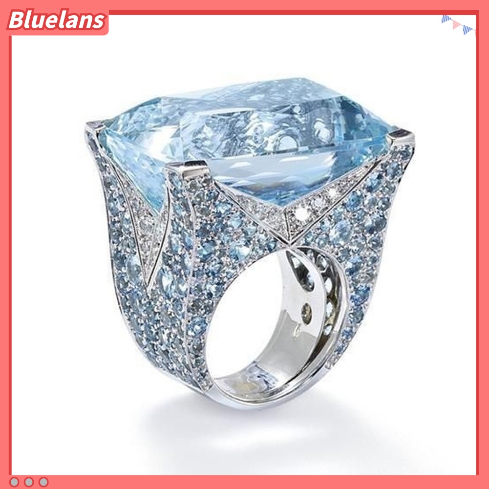 [BLS] Sparkling Women Cubic Zirconia Cincin Pengantin Pernikahan Pertunangan Pesta Perhiasan Hadiah