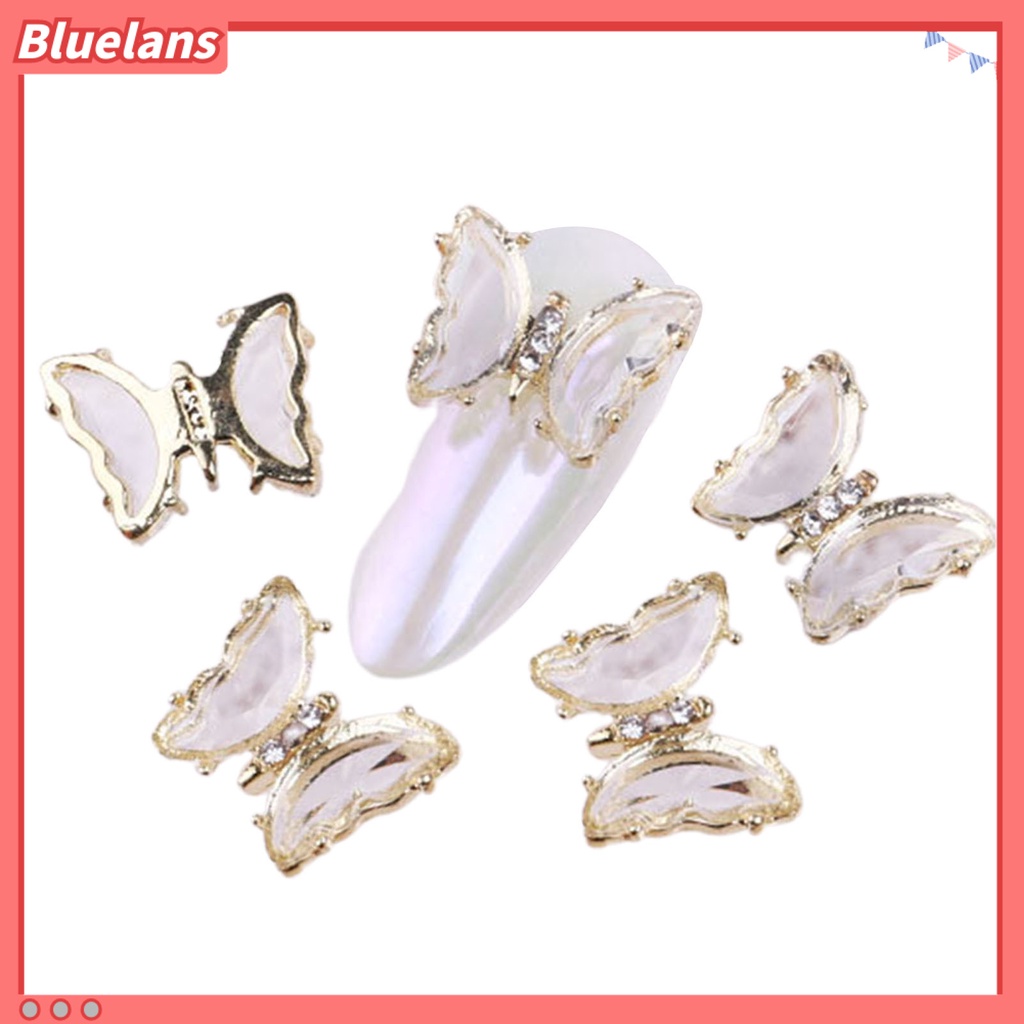 [BLM] 5pcs /Set Kuku Ornamen Kupu-Kupu Penembus Es 3D Colorful Shiny Manicure Crystal Butterfly Untuk Kecantikan