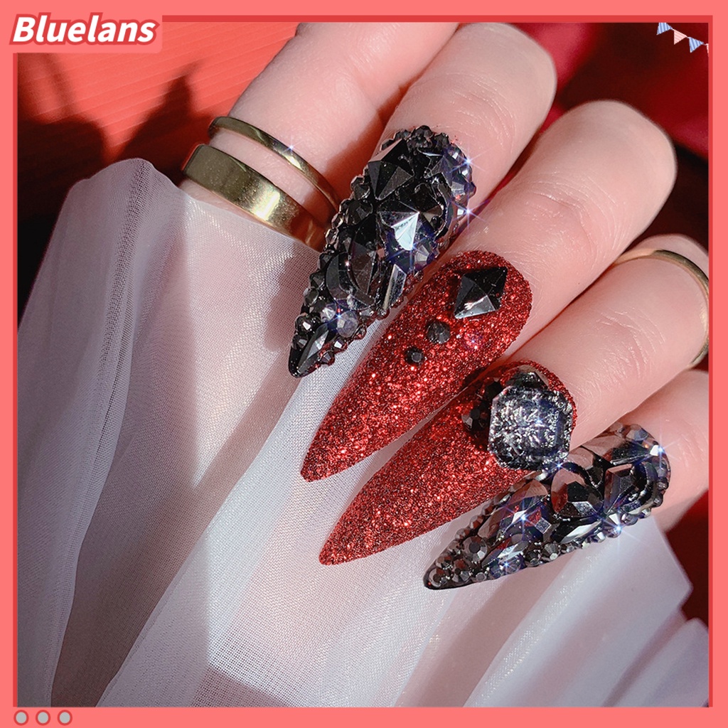 [BLM] 12kisi /Box Manicure Glitter Aman Portabel Permukaan Mengkilap Wine Red Nail Sequin Untuk Pengantin Wanita