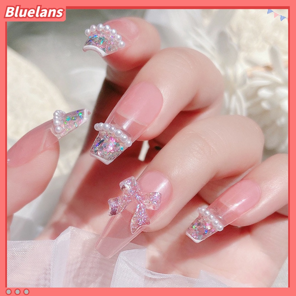 [BLM] 50pcs/pack Dekorasi Nail Art Cinta Hati Busur-Simpul Beruang Indah Manicure Aksesoris Berwarna Transparan Kuku Resin Charms Perlengkapan Kuku