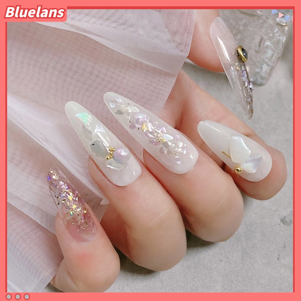 [BLM] 1box Manicure Decoration Stylish Compact Aplikasi Lebar Batu Cangkang Berwarna Hiasan Kuku Untuk Casing Ponsel