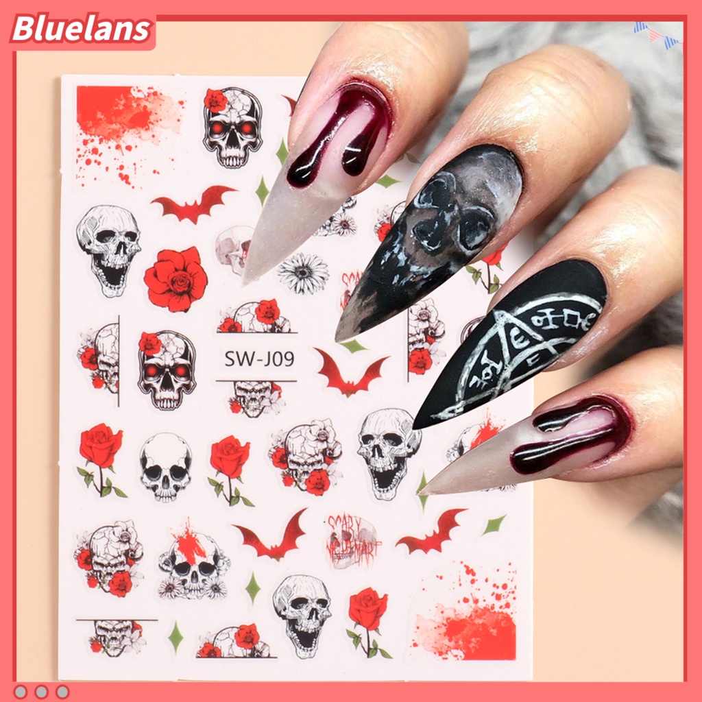 [BLM] Manicure Decal Self Adhesive Tahan Air Removable Ultra-Tipis Mudah Diterapkan Meningkatkan Suasana Hewan Peliharaan Halloween-Bloody Style Nail Decal Manicures Designs Perlengkapan Kuku