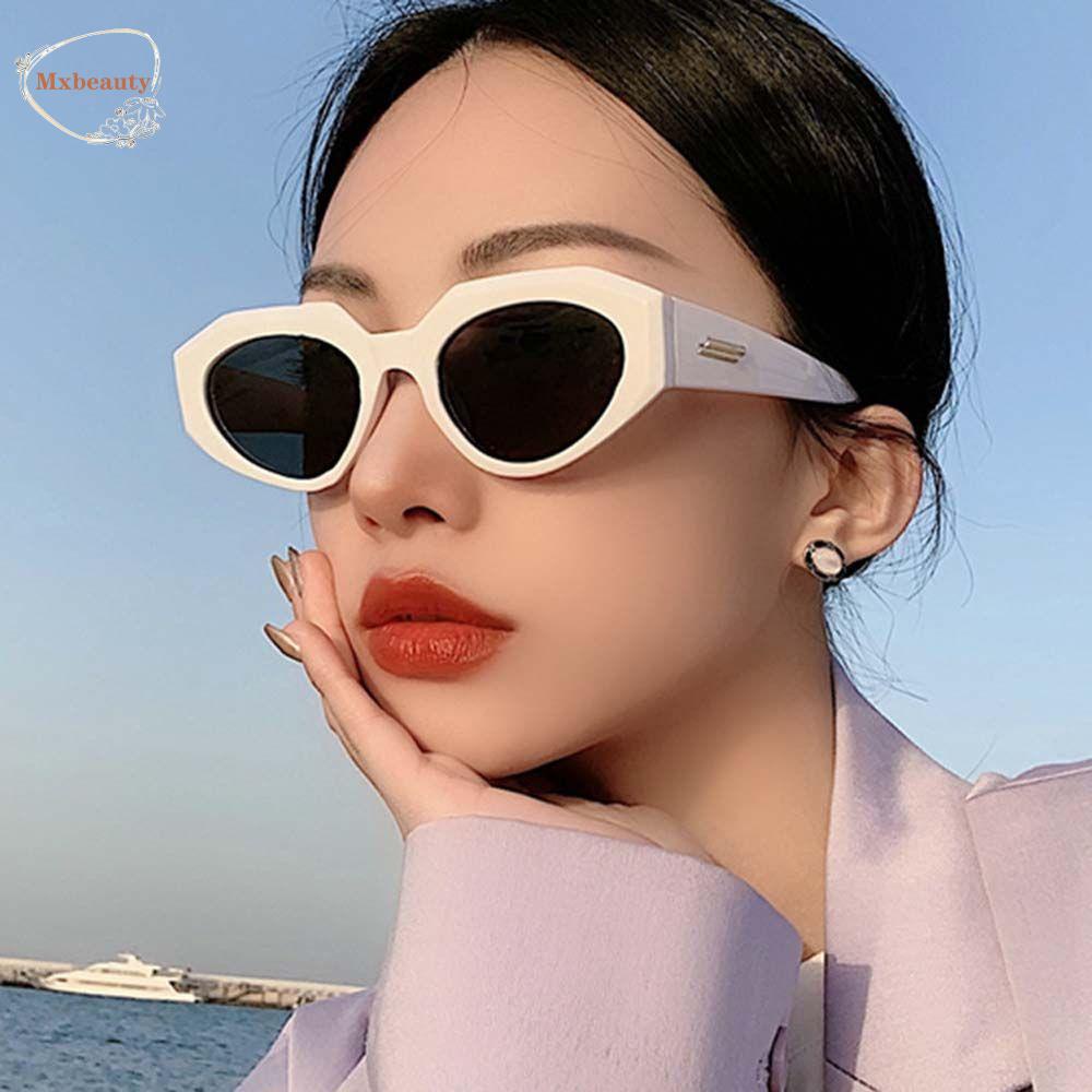 Mxbeauty Kacamata Hitam Wanita Metal Sign Hijau Anti UV Motif Leopard Bingkai Kecil Hitam Poligon Sunglasses