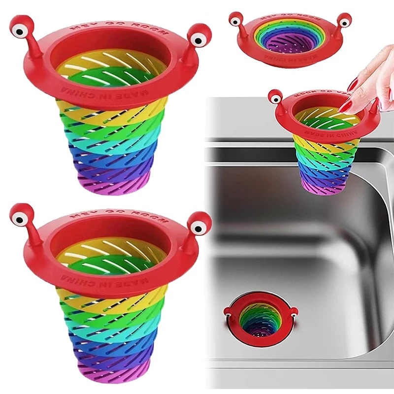 Saringan Wastafel Dapur &amp; Kamar Mandi/Cute Little Rainbow Monster Floor Drain/Drainer Wastafel Stainless Steel/Saringan Keranjang Wastafel Untuk Sisa Filter