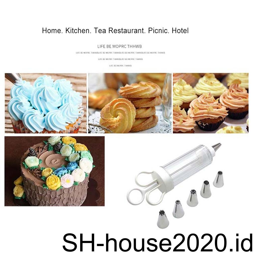 Spuit Dekorasi Dessert Dengan Tips Stainless Steel Set Isi Icing Cream Nozel Alat Dispenser Dekorasi Cookie