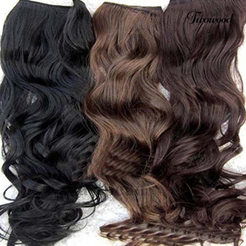 Twowood Wanita Fashion Kecantikan Penuh Kepala Klip Keriting Bergelombang Satu Potong Rambut Ekstensi Wig