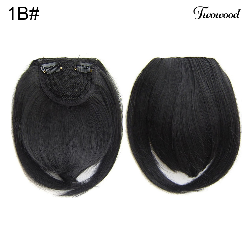 Twowood Gadis Clip-in Front Hair Extension Wig Lurus Sintetis Fringe Bang Sopak