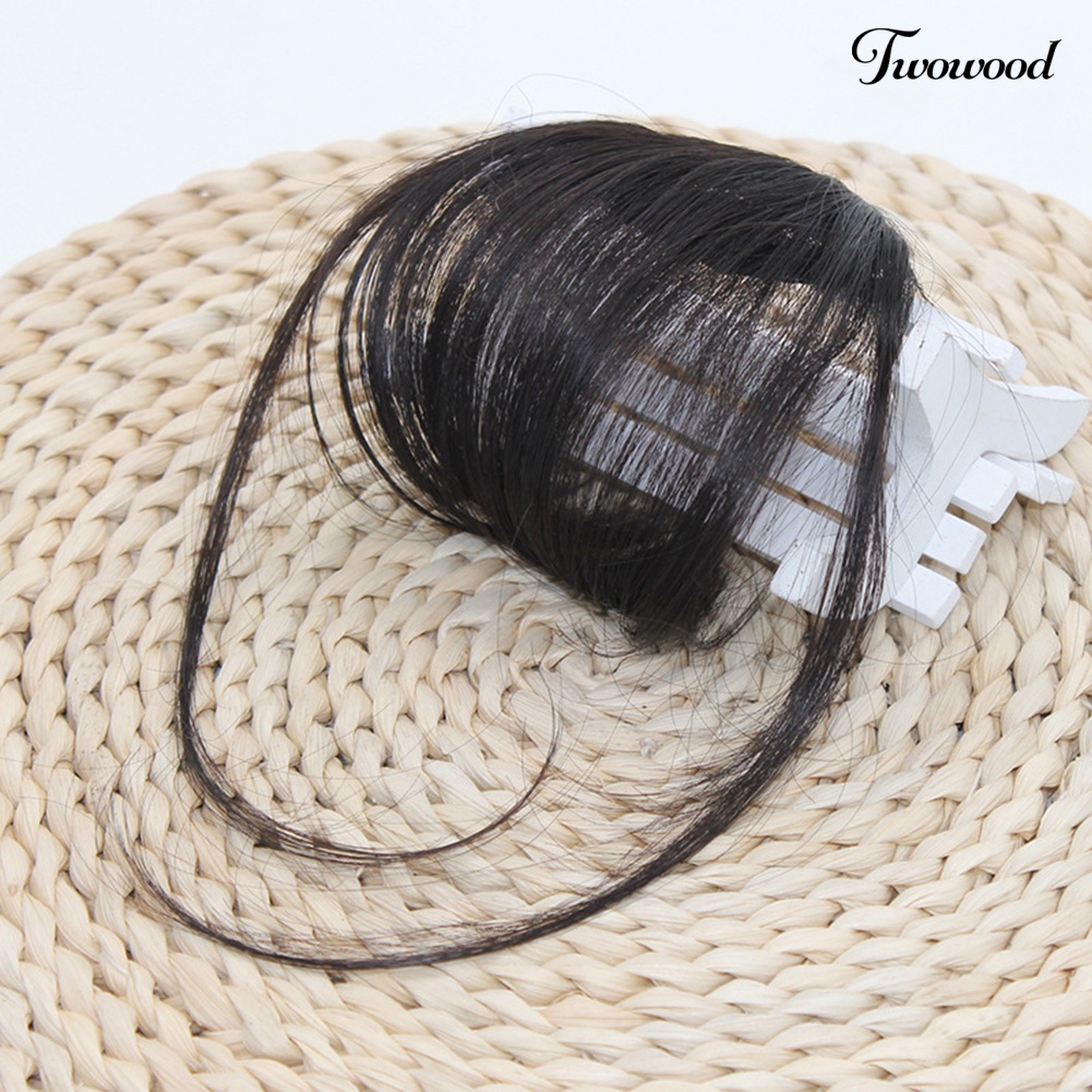 Twowood Wanita Rambut Palsu Klip Air Bangs Wig Full Tipis Rapi Pinggiran Ekstensi Sopak