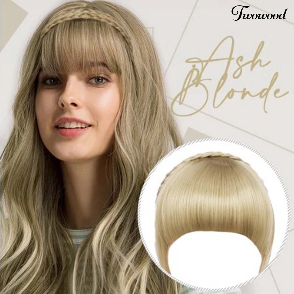 Twowood Braided Wig Hair Natural Looking Elastisitas Tertinggi Alat Kecantikan Wanita Gril Rambut Palsu Braided Dengan Bang Untuk Kecantikan