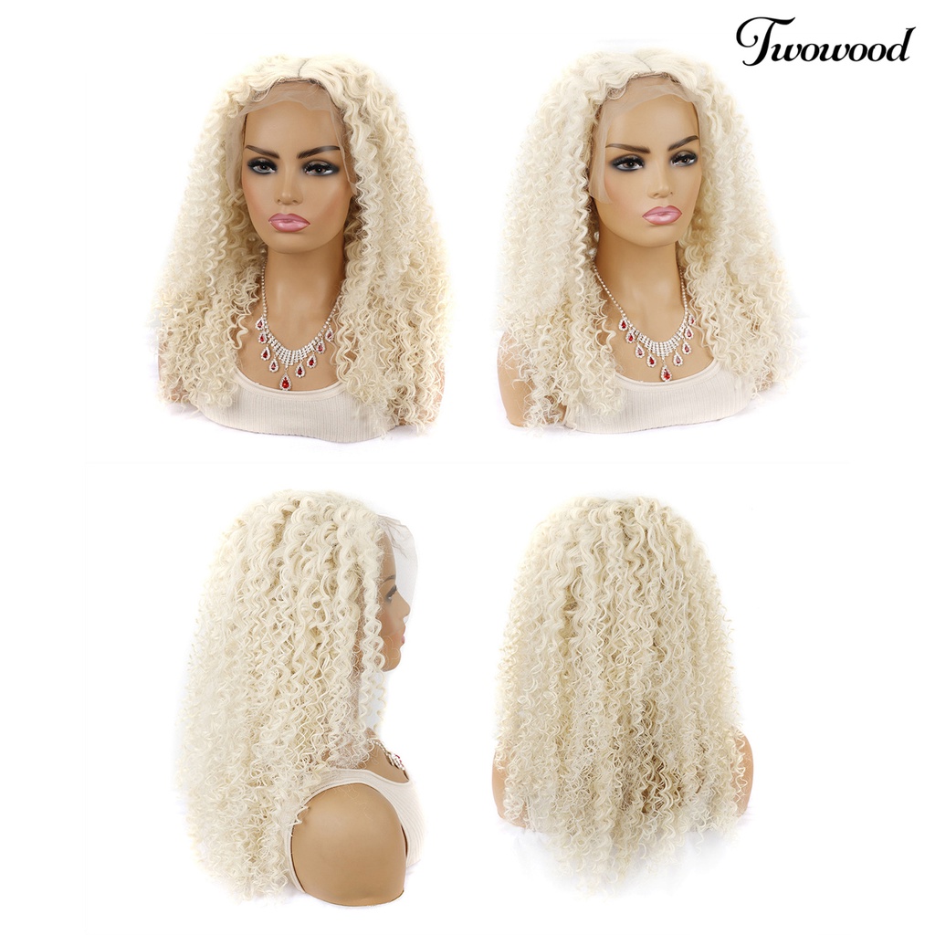 Twowood Curly Wig Berbulu Memperpanjang Rambut Suhu Tinggi Serat Density Frontal Wanita Wig Brasil Untuk Perempuan