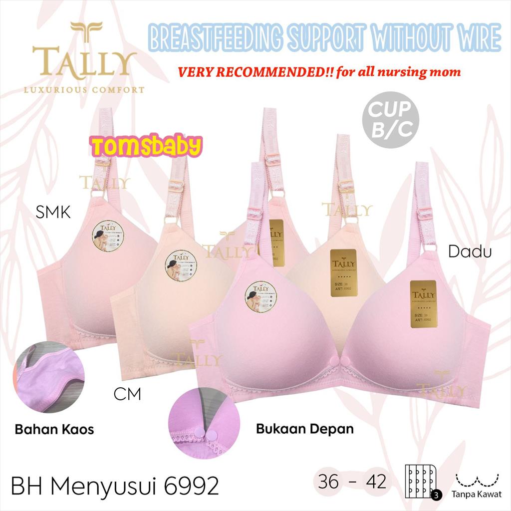 [TOMS] TALLY (1pcs) Bra Menyusui 6992 BH Bahan Kaos Premium Bukaan Depan BH Kait 3 ADA Busa