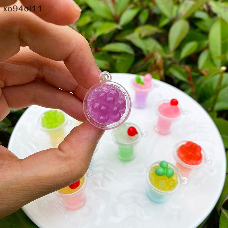 Xo 2Pcs Luminous Fruit Ice Cream Cup Ornamen Mini Warna Micro Landscape Dekorasi Rumah Boneka Miniatur Mainan OL