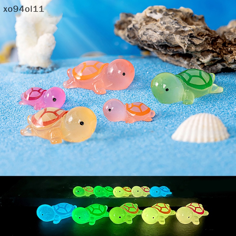 Xo 3Pcs Luminous Turtle Ornament Mini Warna Kartun Kura-Kura Micro Landscape Dekorasi Rumah Boneka Miniatur Mainan OL