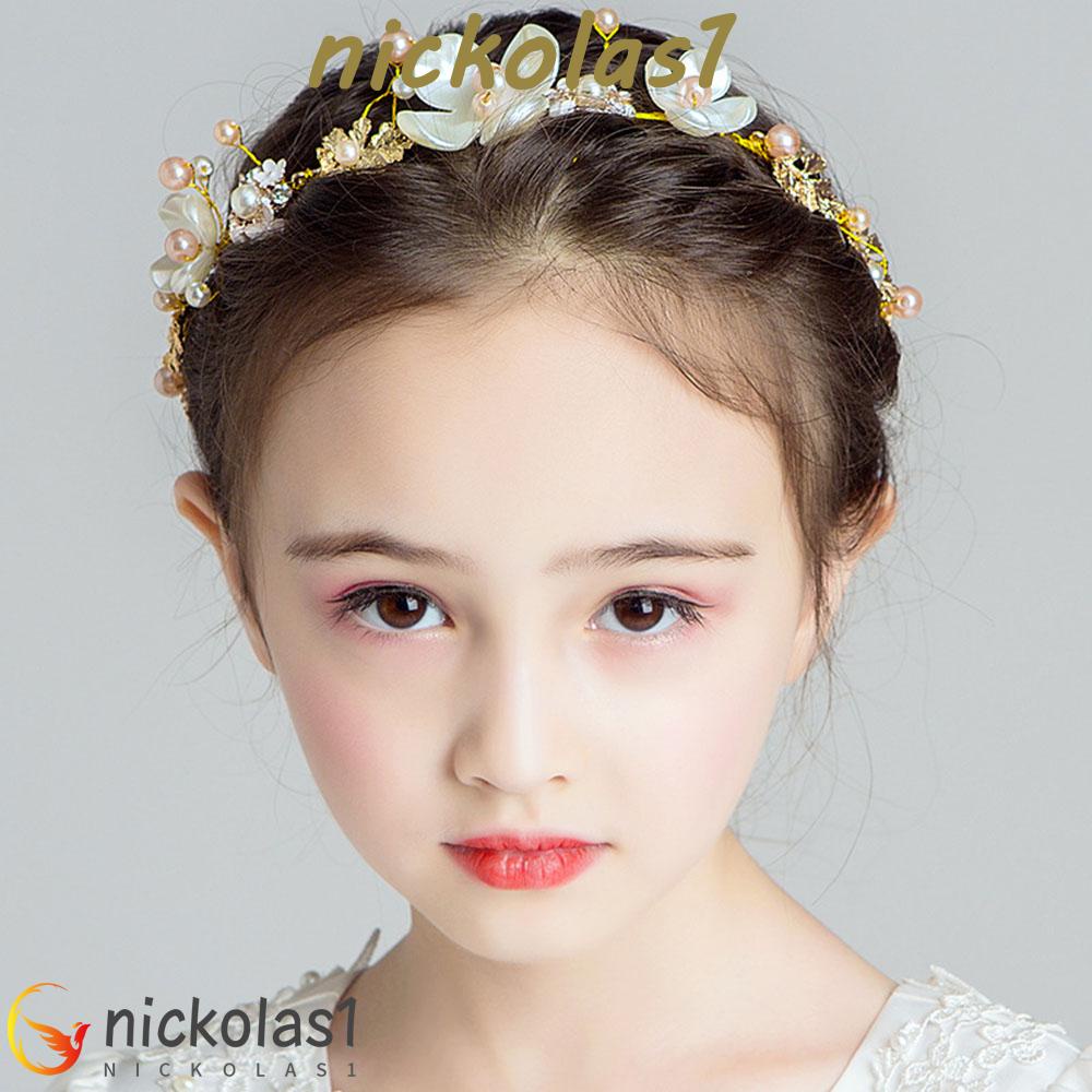 Nickolas1 Tiara Kabel Fashion Cantik Emas Bunga Imitasi Mutiara Berlian Imitasi Kristal Rhinestones Vintage Ikat Kepala