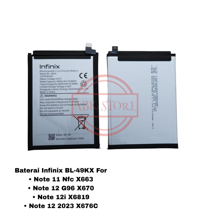 BATERAI BATTERY INFINIX NOTE 11 NFC, NOTE 12i, NOTE 12 2023 BL-49KX