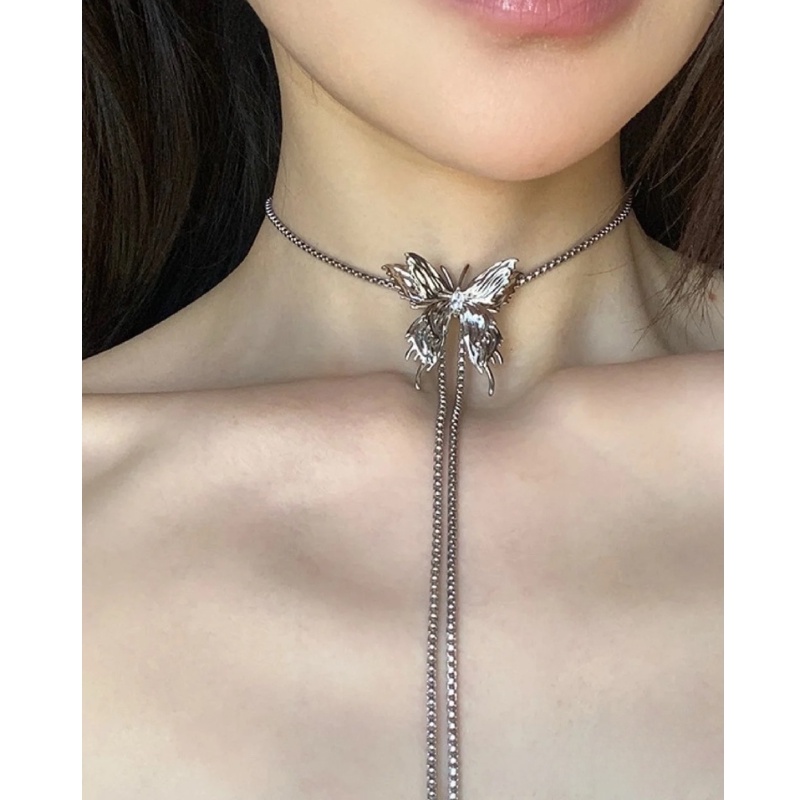 2023kalung Logam Gaya Baru Kupu-Kupu Kepribadian Yang Dapat Disesuaikan Manis Memakai Lebih Dari Satu Gaya Korea Kecil Mewah Panjang Gaya Tulang Selangka Choker Perhiasan