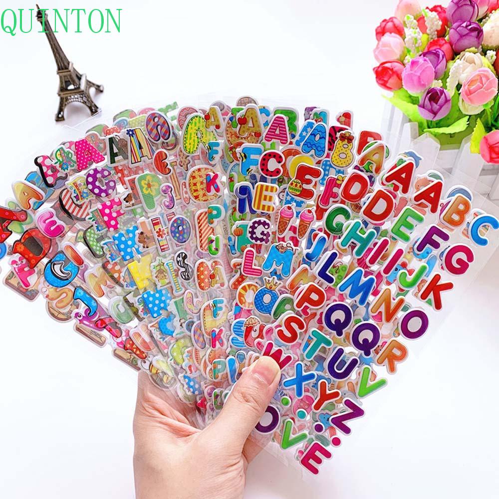 Quinton Bubble Stiker Kartun Chidren Number Stiker Hias Alfabet Bahasa Inggris Stationery Sticker PVC Stiker Kartun