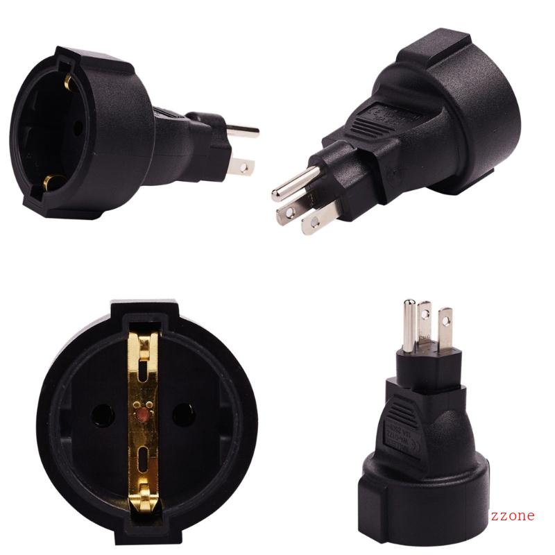 Zzz 3pin Male Plug Adapter American Standard Plug to EU Adaptor Colokan Konversi 3pin