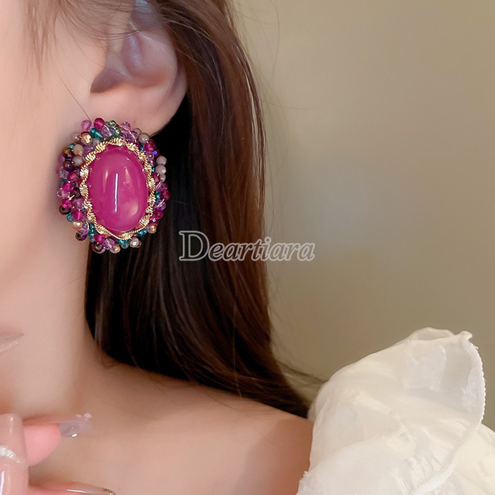 Anting Retro Modis Dengan Temperamen Canggih Dan Canggih. Anting Oval Kristal Bertabur Berlian Wanita