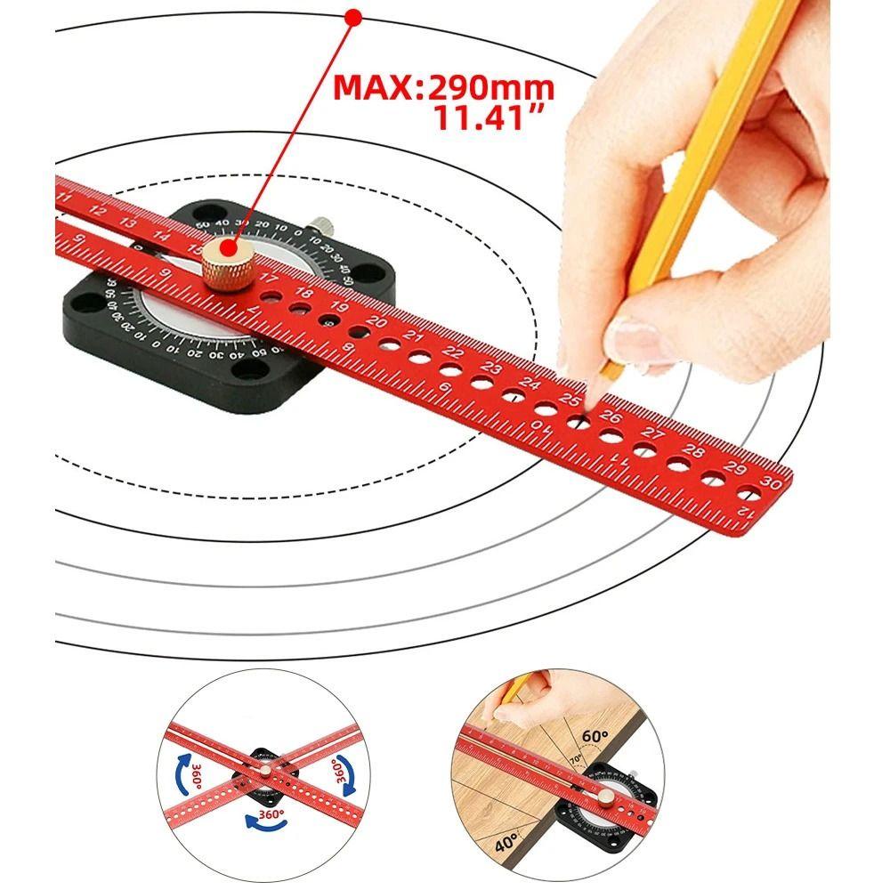 POPULAR Scriber Woodworking Populer360°Compass Metric Inch Alat Ukur T-Ruler Untuk DIY