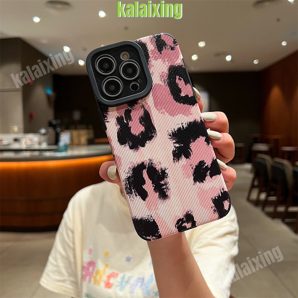 IPHONE Case Motif Leopard Warna Pink Untuk Iphone11 12 13 14 Pro Max14 Plus Xs Max X XR 78 Plus Soft Back Cover