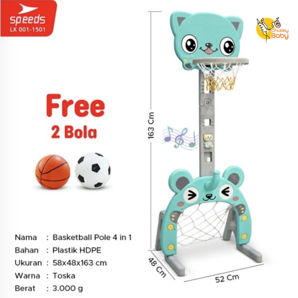 Basketball Stand 3in1 LX 001-M1501 | Mainan Tiang Basket dan Bola Anak