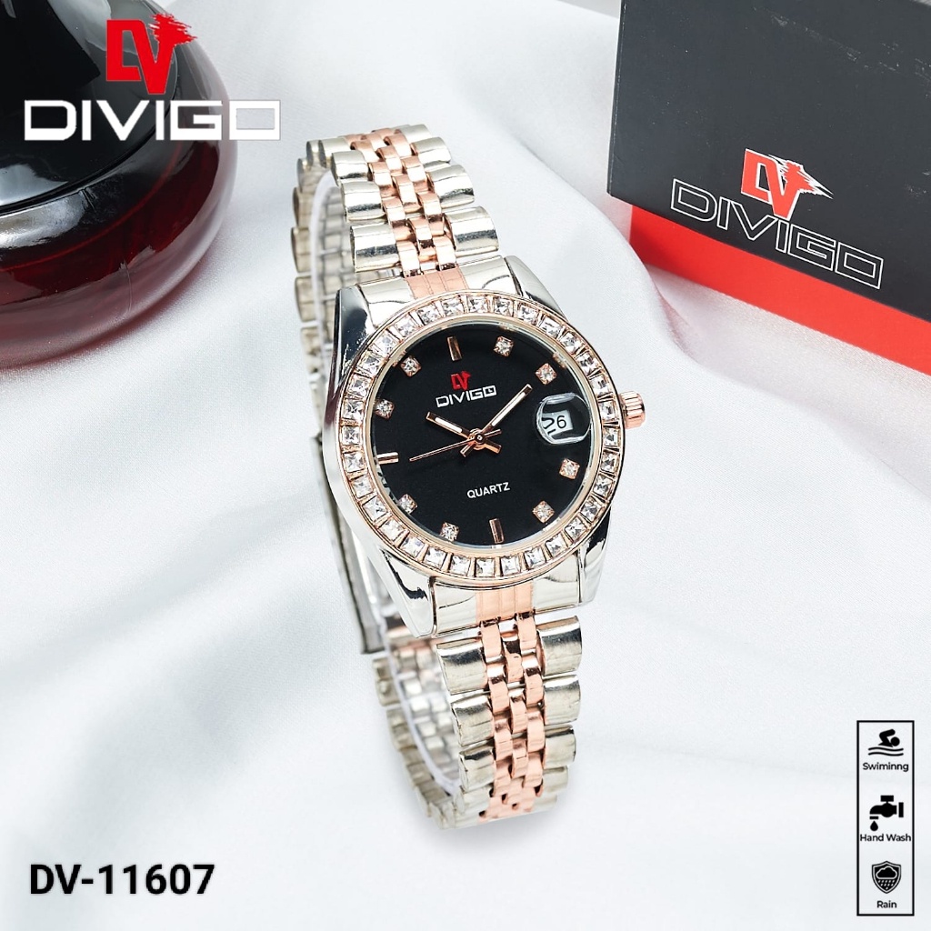 ORI Jam tangan Wanita Divigo Dv-11607 Rantai Permata Strab Staintless Steel Tahan Air