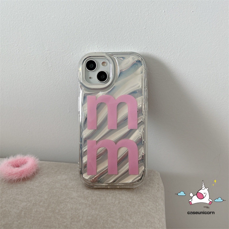 IPHONE Case Senyum Lucu Kreatif Kompatibel Untuk Iphone13 11 14 12 Pro MAX 7Plus XR X7 6 8 6S Plus XS MAX SE 2020kartu Warna Dazzle Mewah Huruf Sederhana 3D Stereo Kerut Soft Case