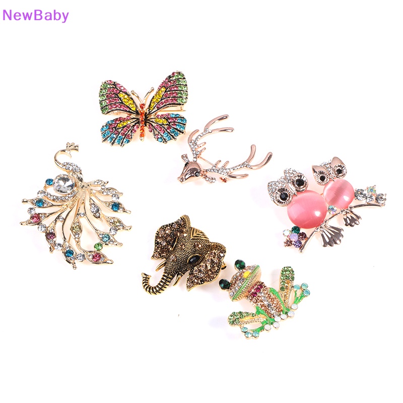 Newbaby 1PC Hewan Bros Pin Wanita Bling Berlian Imitasi Bros Perhiasan Pesta Pernikahan Hadiah ID